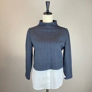 Theory Gracila Wool Blend Top Women's Size M Shirttail Mock Neck